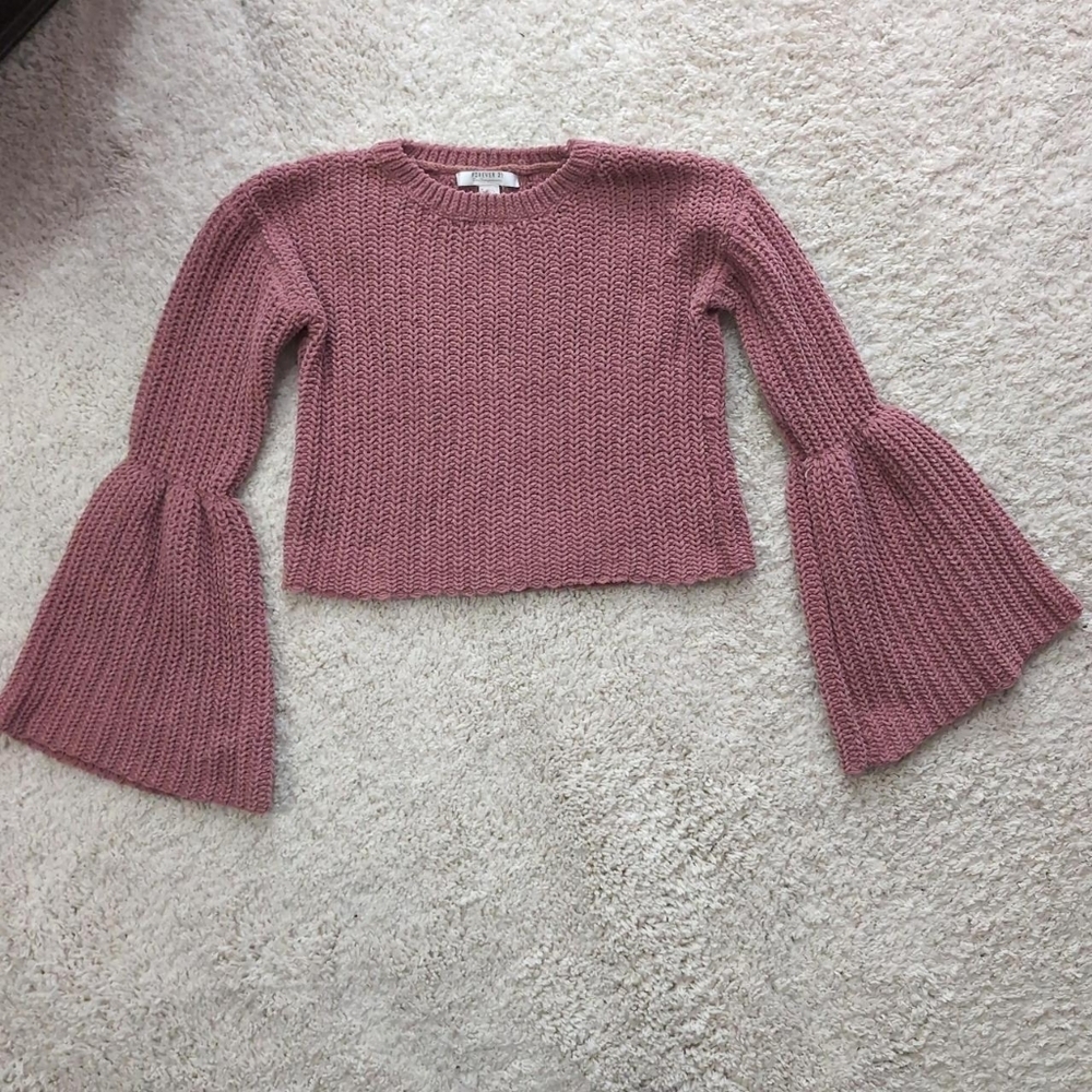 🔥4/$40 Forever 21 Flared Sleeve Chunky Knit Cropped Sweater Size Small